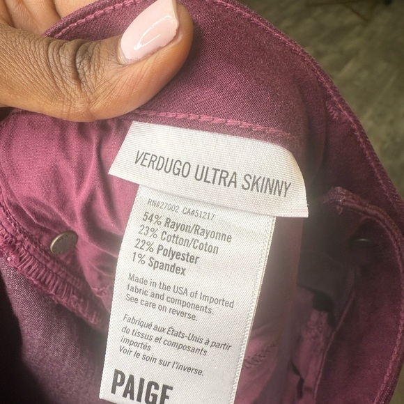PAIGE Mulberry Denim Jeans Size 28 - Picture 8 of 8